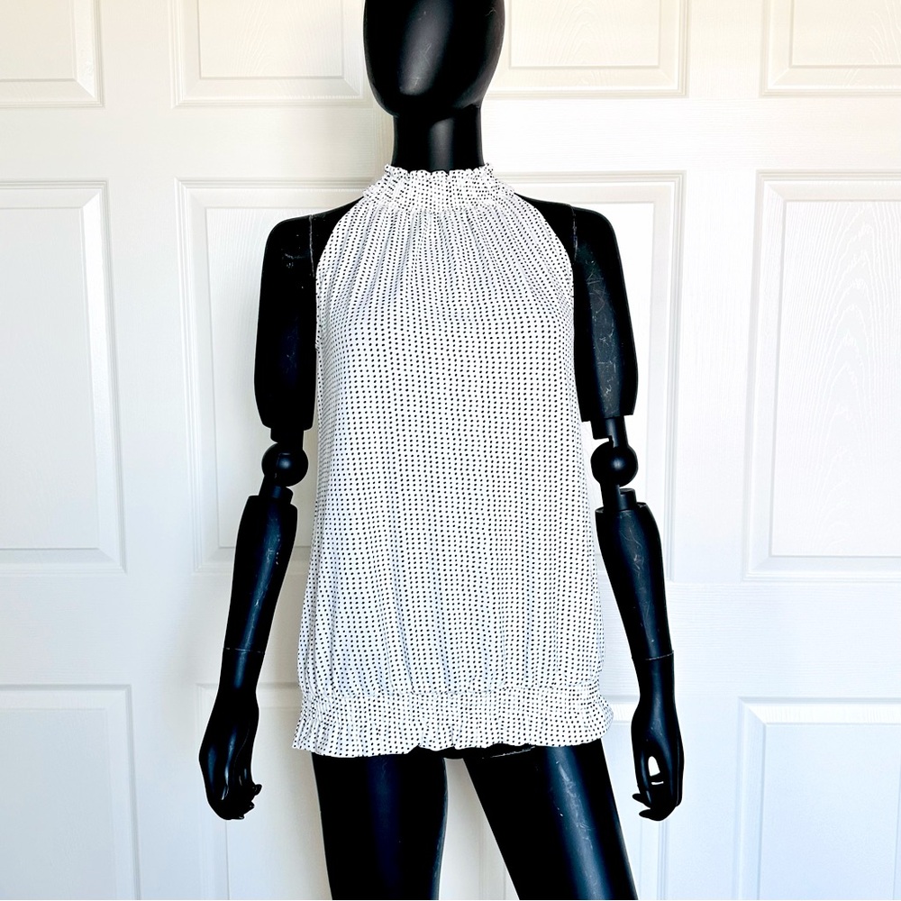 NWT Adriana Papel Mock Neck Tops S Stretch Jersey Elastic Smock Waist High Neck